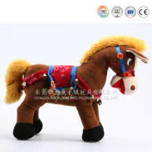 Plush horse with saddle and rein& white plush toy horse